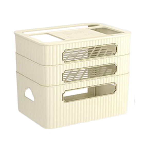Fiocias Router Storage Box Cable Management Box Space Saving Wire Cable Storage Case for Beige 3 Tier