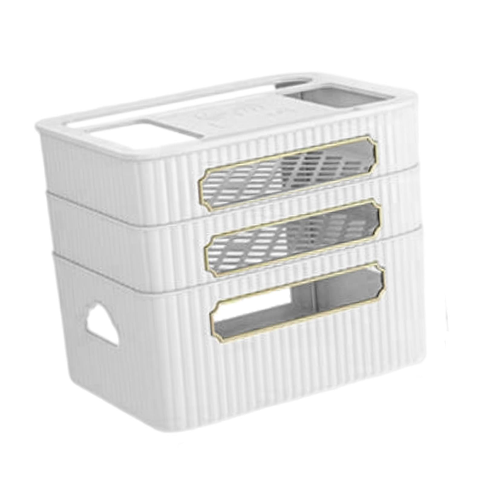 Fiocias Router Storage Box Cable Management Box Space Saving Wire Cable Storage Case for White 3 Tier
