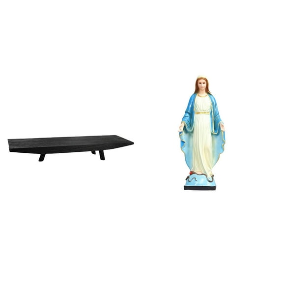 Fiocias Rustic Decorative Wood Storage Tray for Home Decoration And Multi Use Serving Bowl with Lady of Mary Religious Sculpture Ornament for Wedding P