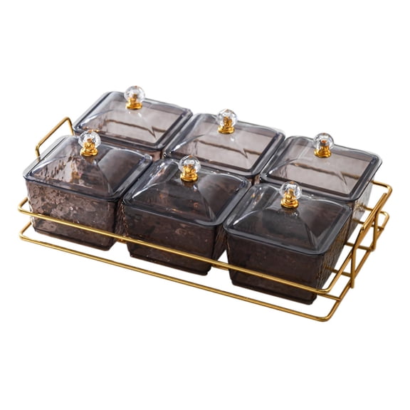 Fiocias Serving Bowls Condiment Tray Multifunctional with Rack Serving Platter Seasoning Gray
