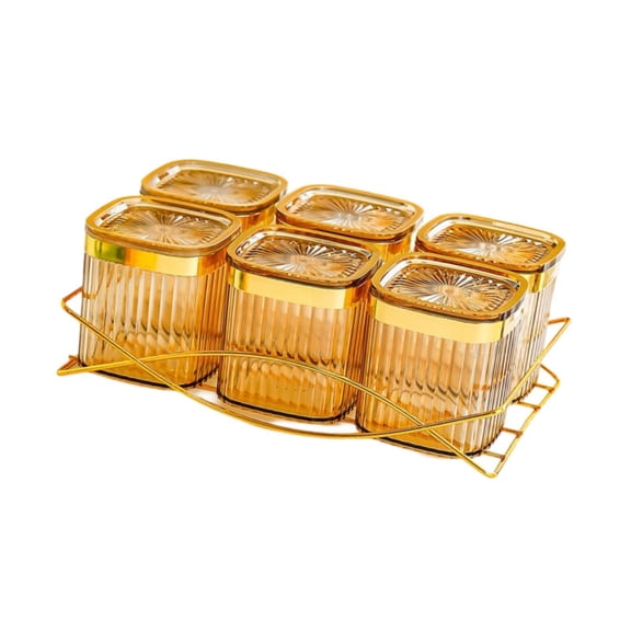 Fiocias Serving Tray Appetizer Tray Multifunctional Storage Container Condiment Jar Food 6 bowl amber
