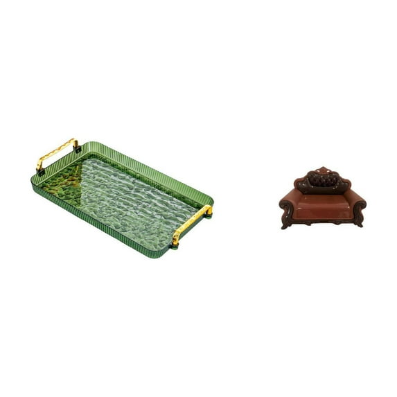Fiocias Serving Tray Kitchen Serving Tray with Handle Rectangle Doll Miniature Sofa Dollhouse Furniture European Sofa Model Decor Portable PS Material Suitabl