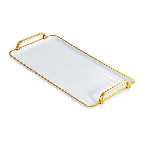 Fiocias Serving Tray with Handles Gold Rim Practical Decorative Tray Sofa Couch Tray for 41cm Smooth Handle