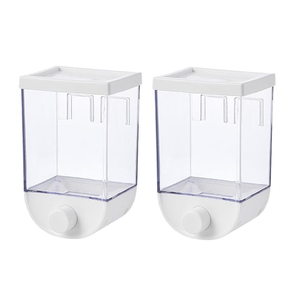 Fiocias Set of 2 Self Adhesive Wall Mount Cereal Dispenser, Convenient Dry Food Storage