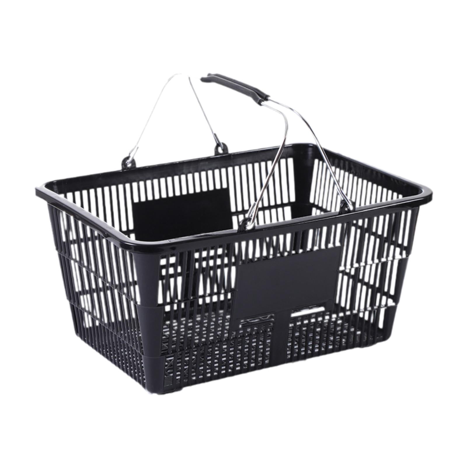 Fiocias Shopping Basket Grocery Basket Sturdy Storage Holder Ergonomic Metal with Handle Black