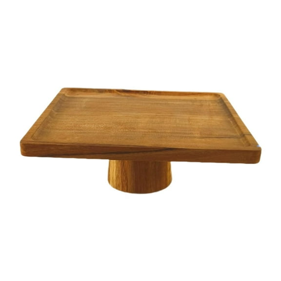 Fiocias Square Wood Cake Display Stand Cake Riser for Christmas Decor Multipurpose Fruit 25cmx9.5cm