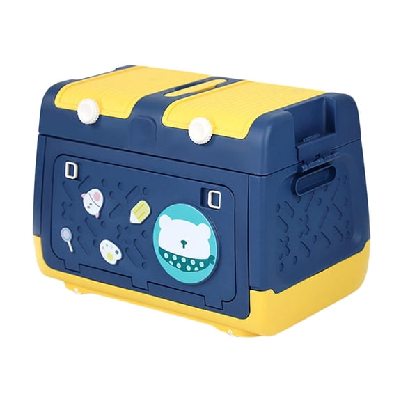 Fiocias Stackable Toy Storage Box with Wheels Organizer Bin Storage Case and Handles for Blue