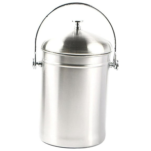 Fiocias Stainless Steel Compost Bin Bread Kitchen Counter Food Waste Bucket Kitchen Pail large