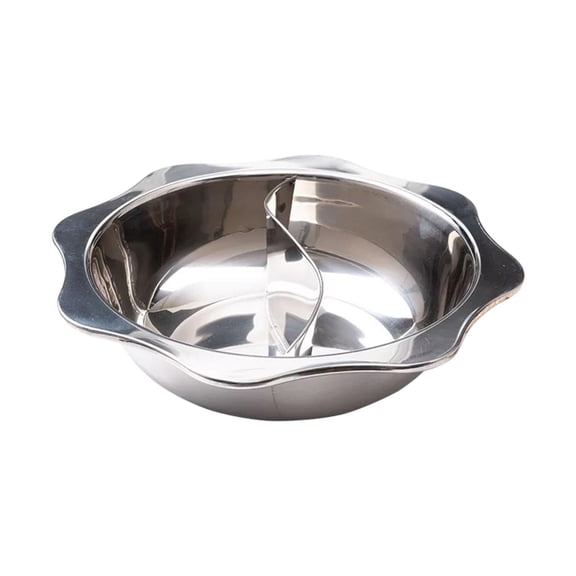 Fiocias Stainless Steel Divided Hot Pot Mandarin Duck Pot Round Hotpot Soup Cookware for L