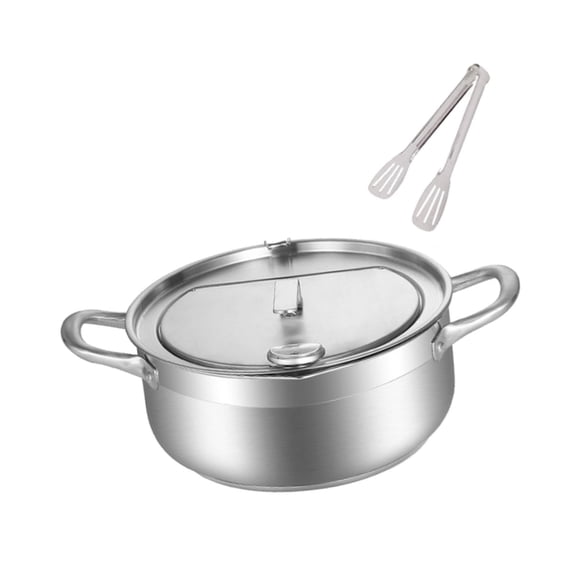 Fiocias Stainless Steel Frying Frying Pan Kitchen Gadget with Thermometer Frying Chicken 24cm