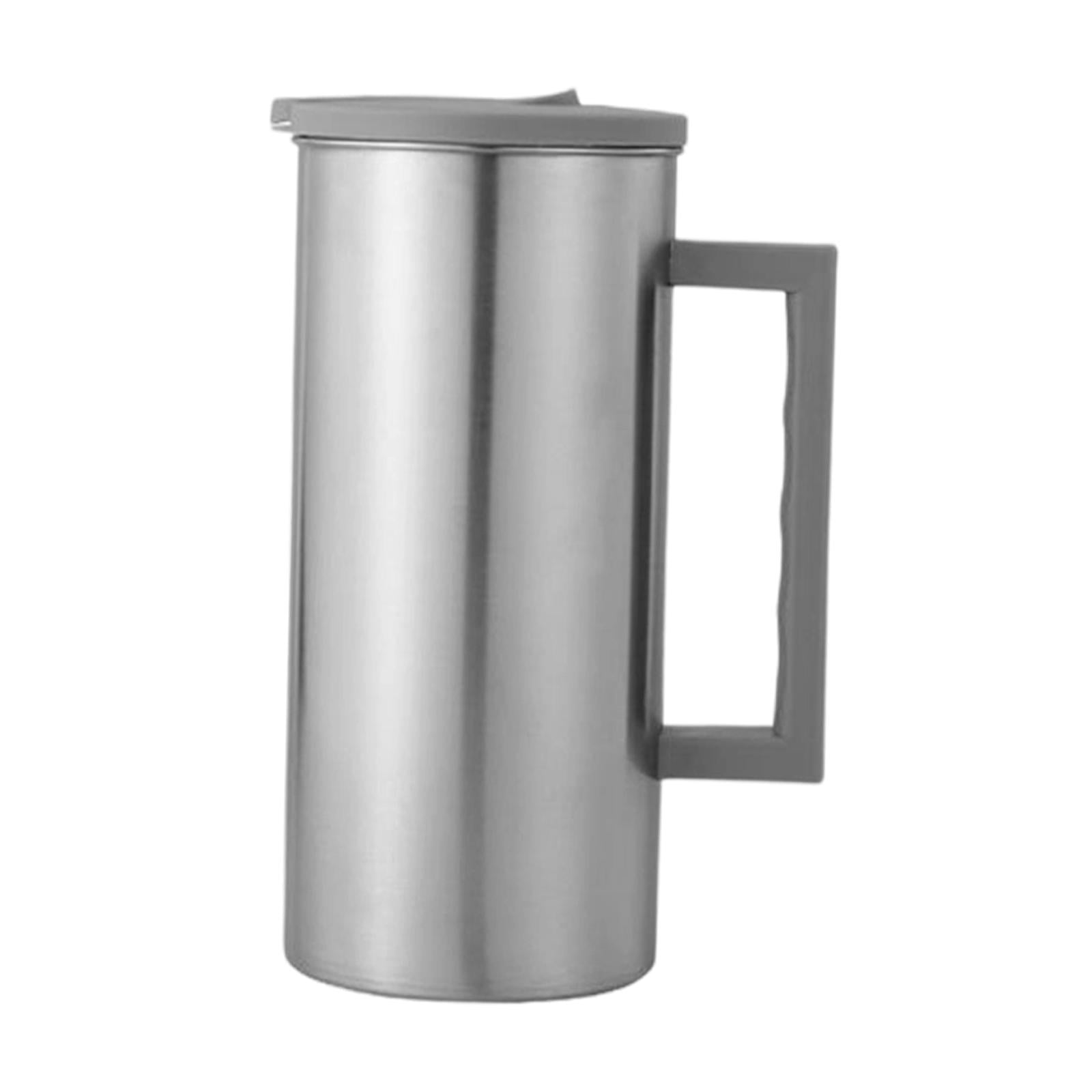 Fiocias Stainless Steel Pitcher Cold Water Kettle Versatile 1600ml Water Bottle with Lid