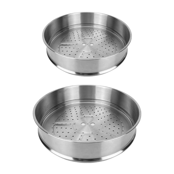 Fiocias Stainless Steel Steamer 2 Piece Steamer Steamer 28cm+32cm - for Vegetables, Dumplings, Meat 32cm and 28cm
