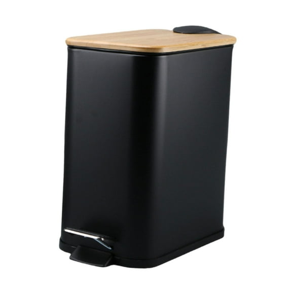 Fiocias Step Trash Can Foot Pedal Garbage Bin 5L Rubbish Container Household Dustbin for black