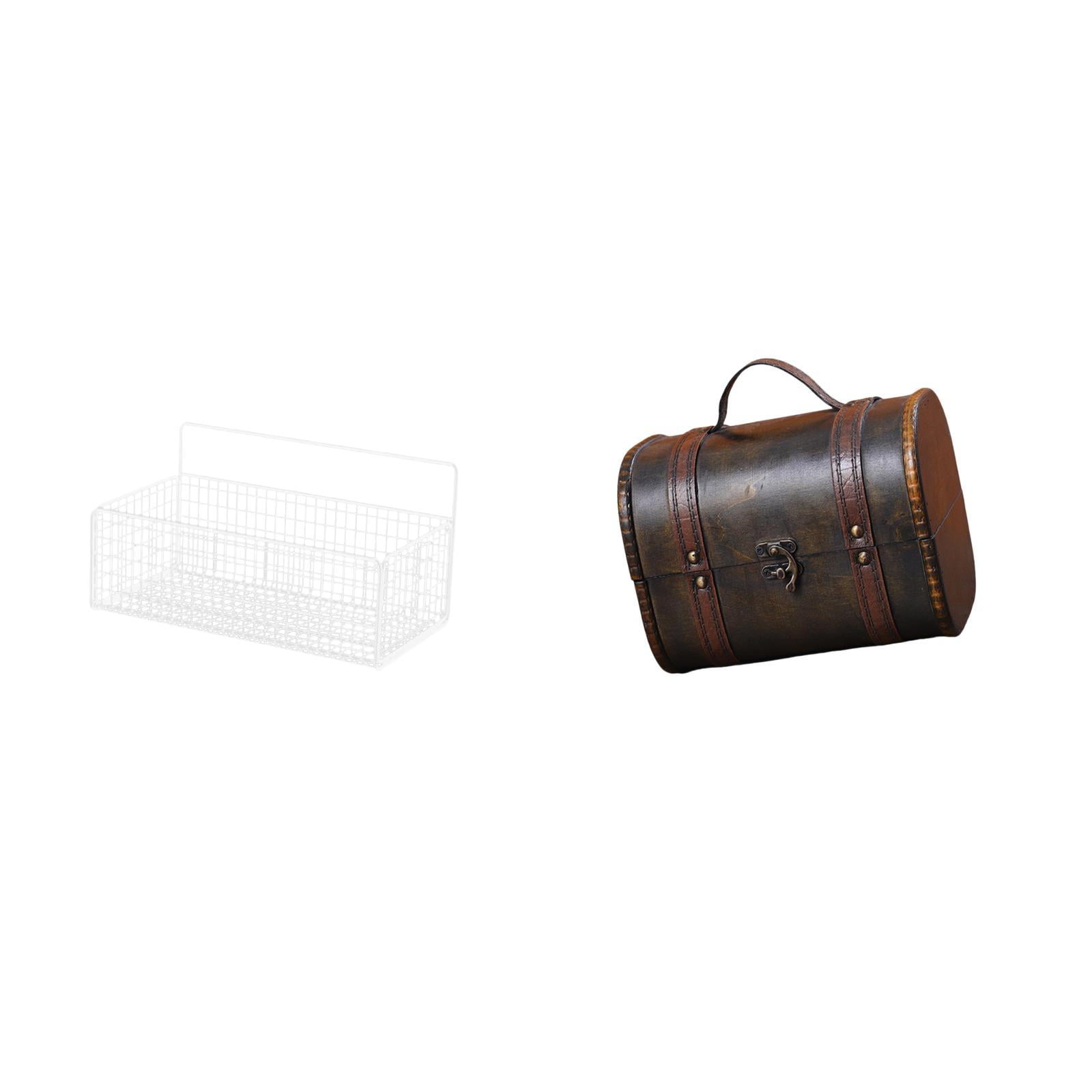 Fiocias Storage Basket Hanging Wire Organizer Bathroom Wall Basket Jewelry Organizer Case Wooden Box Iron Wood Material Suitable for Home Kitchen Office Dress