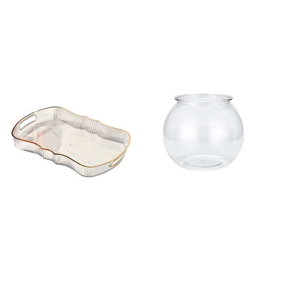 Fiocias Storage Tray Rectangle Serving Tray Desktop Aquarium Tank Transparent Fish Bowl Vase PP Sturdy Lightweight Smooth Suitable for Gift Giving Home Decora