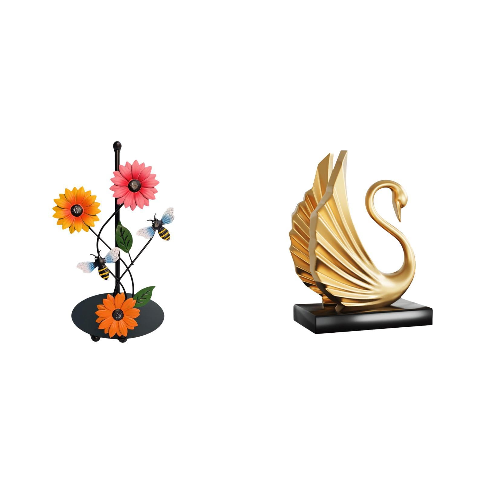 Fiocias Swan Toilet Paper Holder Paper Towel Holder Countertop Kitchen Roll Holder Standing Resin Statue Lightweight Antirust Suitable for Wedding Party Home