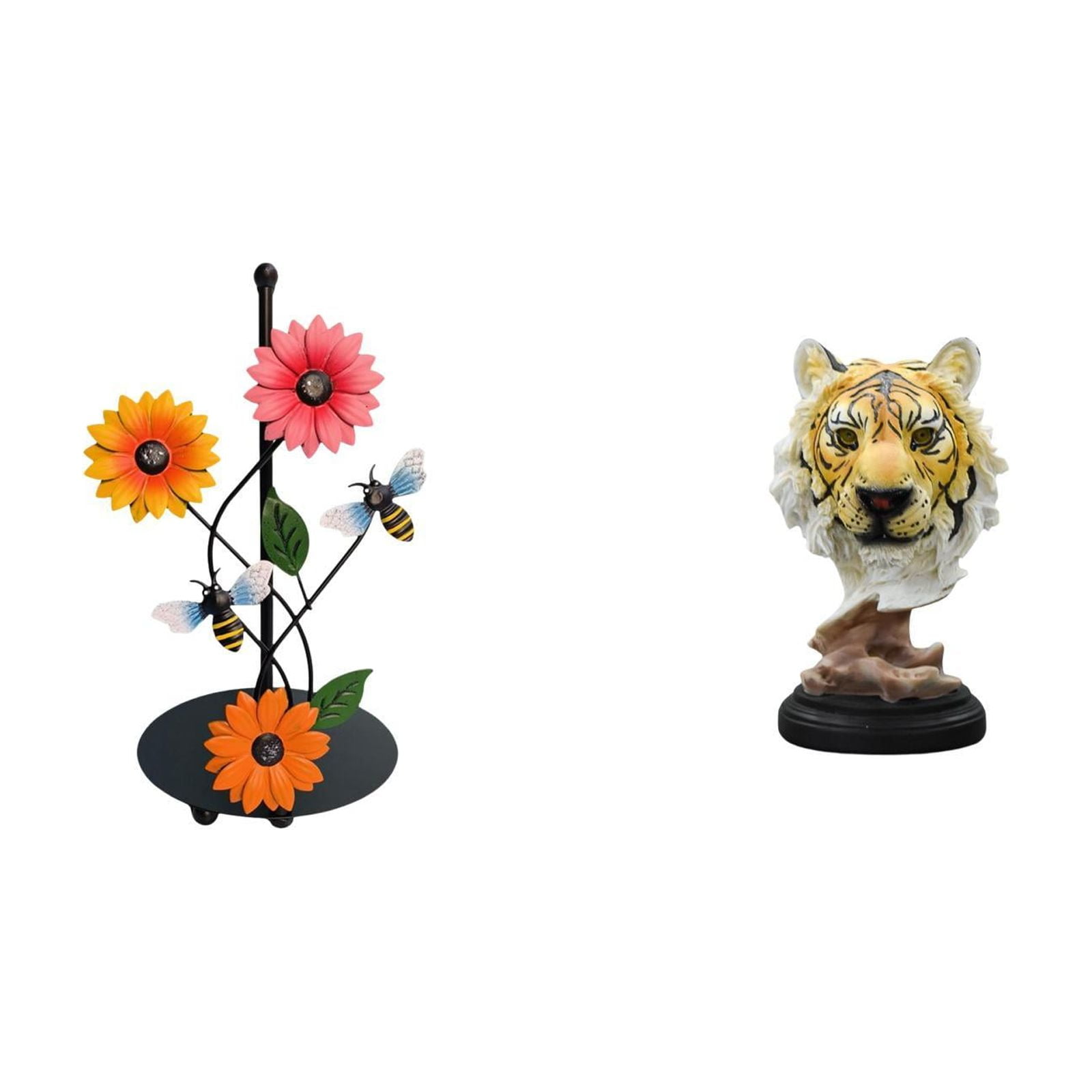 Fiocias Tiger Head Paper Towel Holder Dispenser Non Slip Vertical Tissue Rack Animal Sculpture Figurine Crafts Modern Statue for Home Entrance Living Room Boo