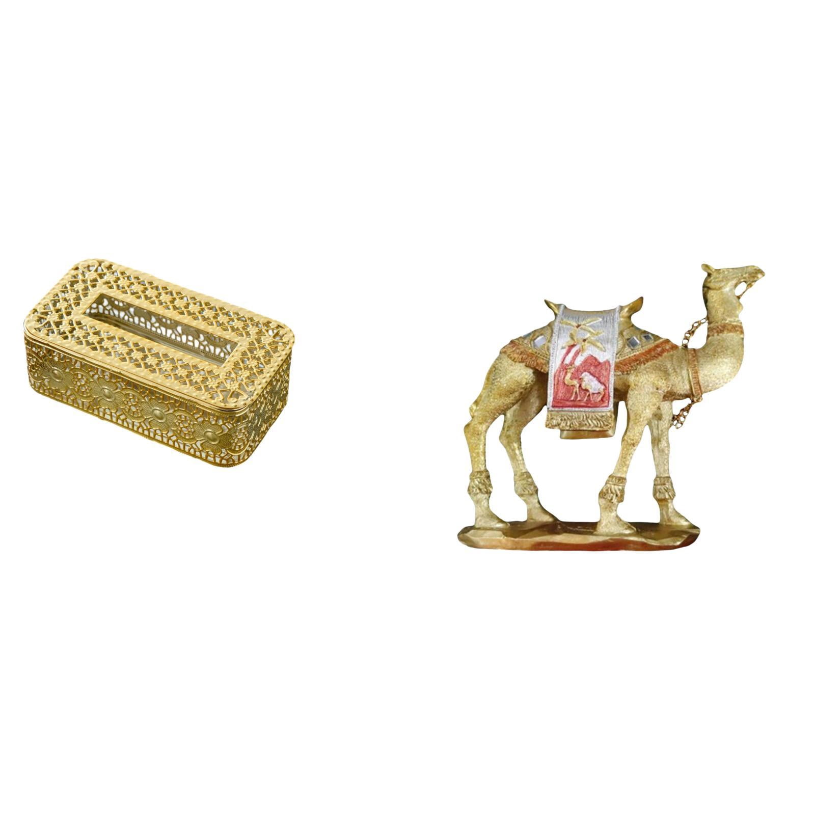 Fiocias Tissue Box Bathroom Toilet Paper Holder Tissue Paper Storage Holder Cover Facial Tissue Holder Camel Figurine Desktop Ornament Resin Animal Statue Scu
