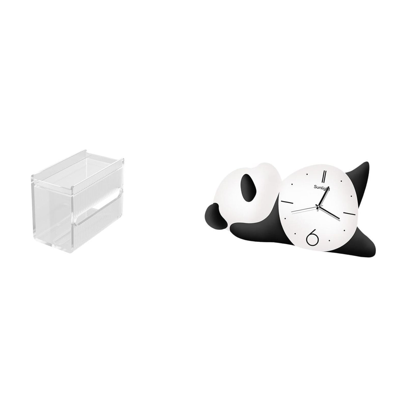 Fiocias Tissue Case Acrylic Toilet Paper Storage Box Wall Mounted Toilet Tissue Towel Holder Wall Clock Panda Shape No Drill Installation Suitable for Gift Gi