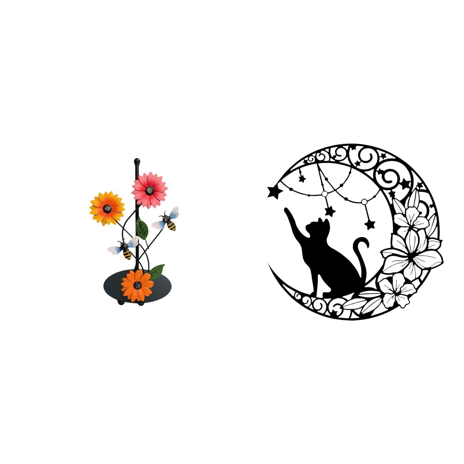 Fiocias Toilet Paper Holder Iron Paper Towel Holder Countertop Metal Black Cat Wall Decor Statue Figurine Minimalist Wall Art Sculpture Ornament Sturdy Constr
