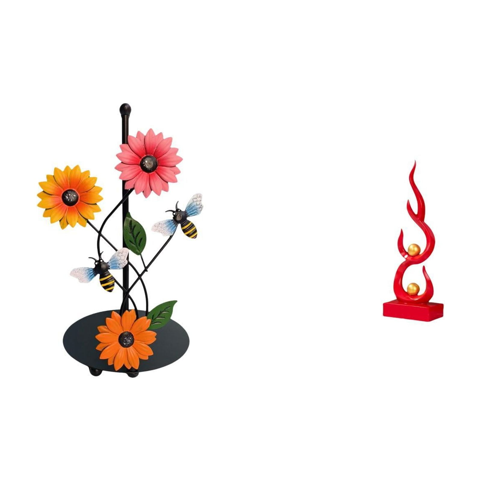 Fiocias Toilet Paper Holder Iron Resin Abstract Fire Sculpture Paper Towel Holder Countertop Modern Art Statue Ornament Sturdy Weighted Base Suitable for Kitc