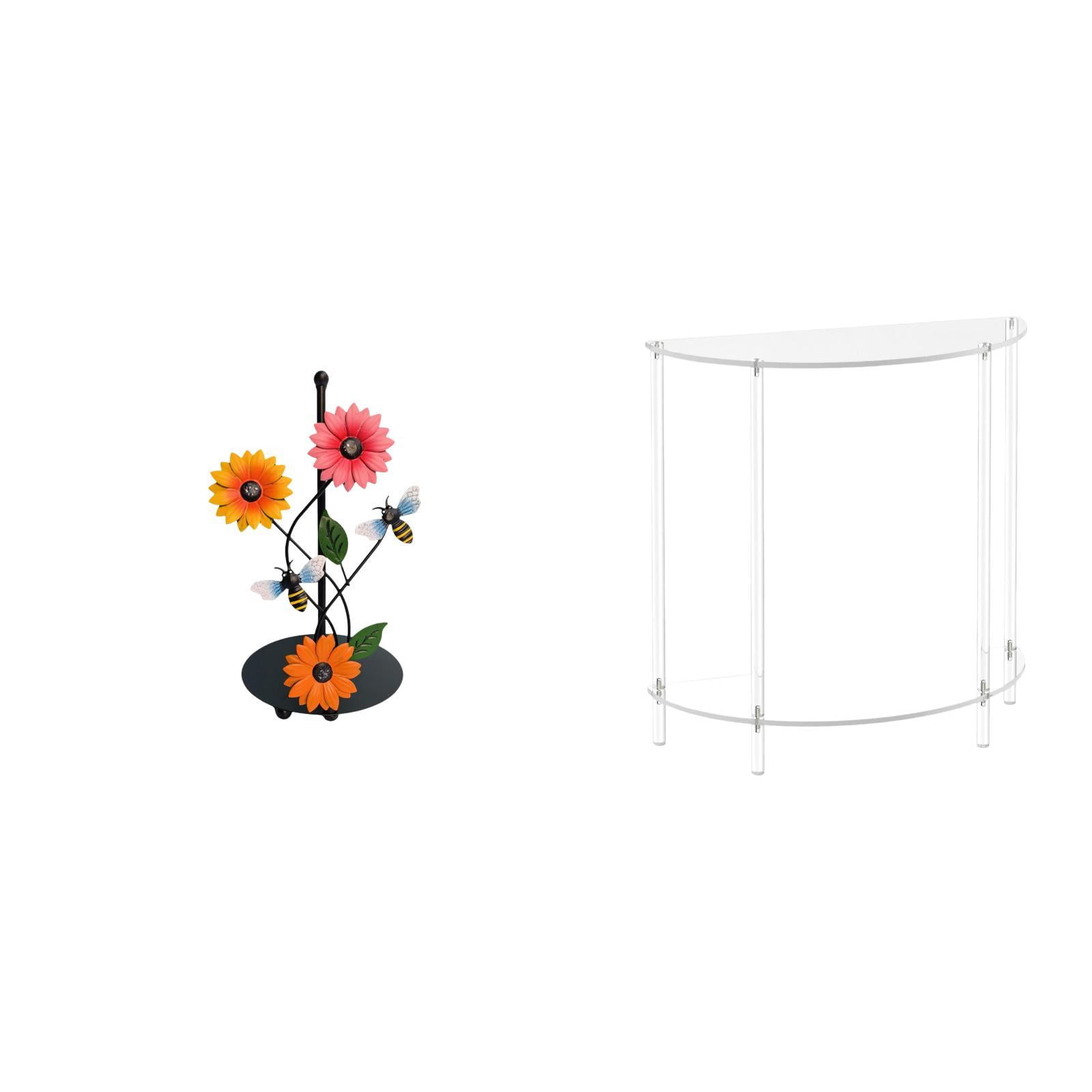 Fiocias Toilet Paper Holder Paper Towel Holder Acrylic Nightstand Clear Acrylic Side Table Iron And Acrylic Material Suitable for Kitchen Countertop