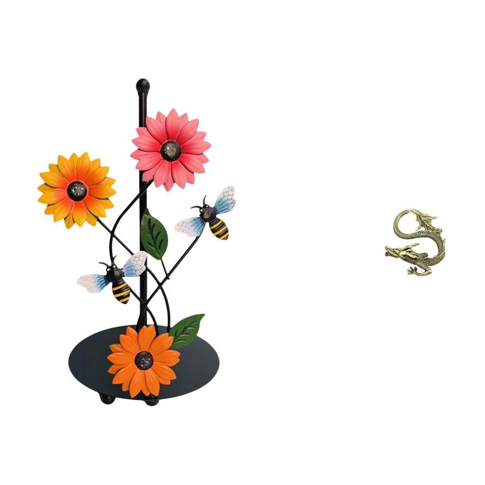 Fiocias Toilet Paper Holder Paper Towel Holder Countertop Brass Chinese Sculpture Iron Stand Desktop Miniature Ornament Suitable for Kitchen Dining Table Offi