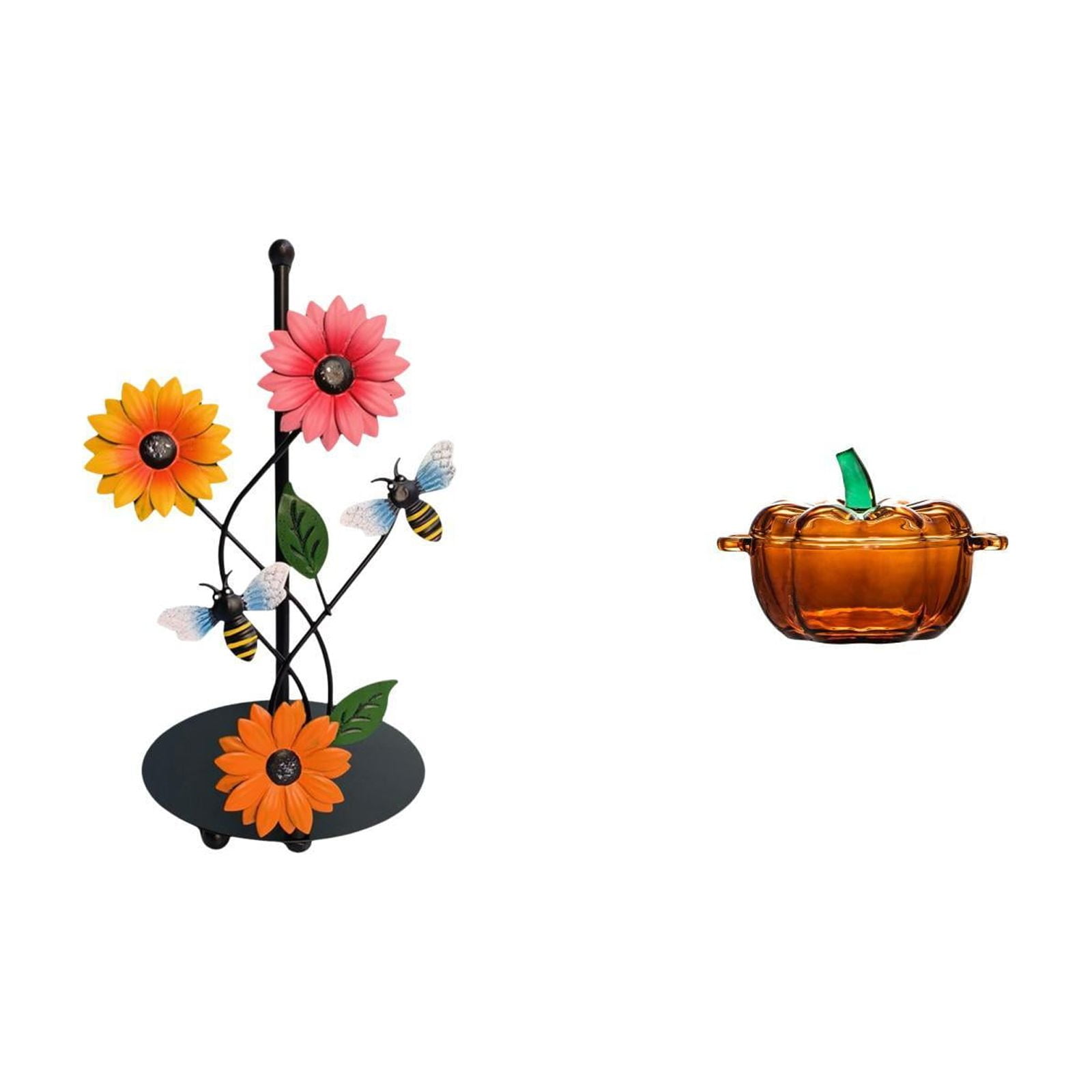 Fiocias Toilet Paper Holder Paper Towel Holder Countertop Glass Candy Dish with Lid Decorative Candy Jar Iron And Glass Material Weighted Base Suitable for Gi
