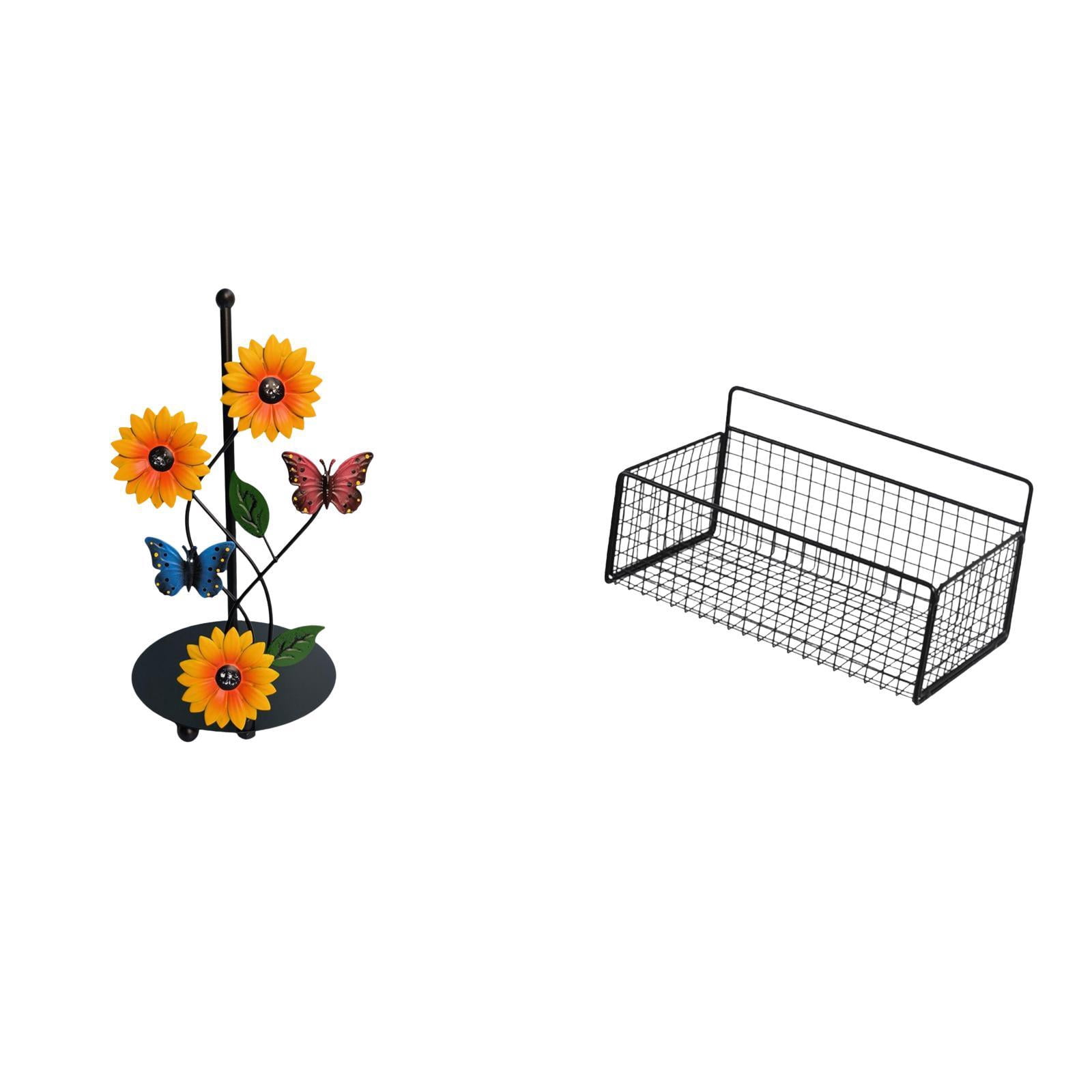 Fiocias Toilet Paper Holder Paper Towel Holder Countertop Hanging Storage Basket Wall Mounted Shelves Iron Wire Construction Suitable for Kitchen Bathroom
