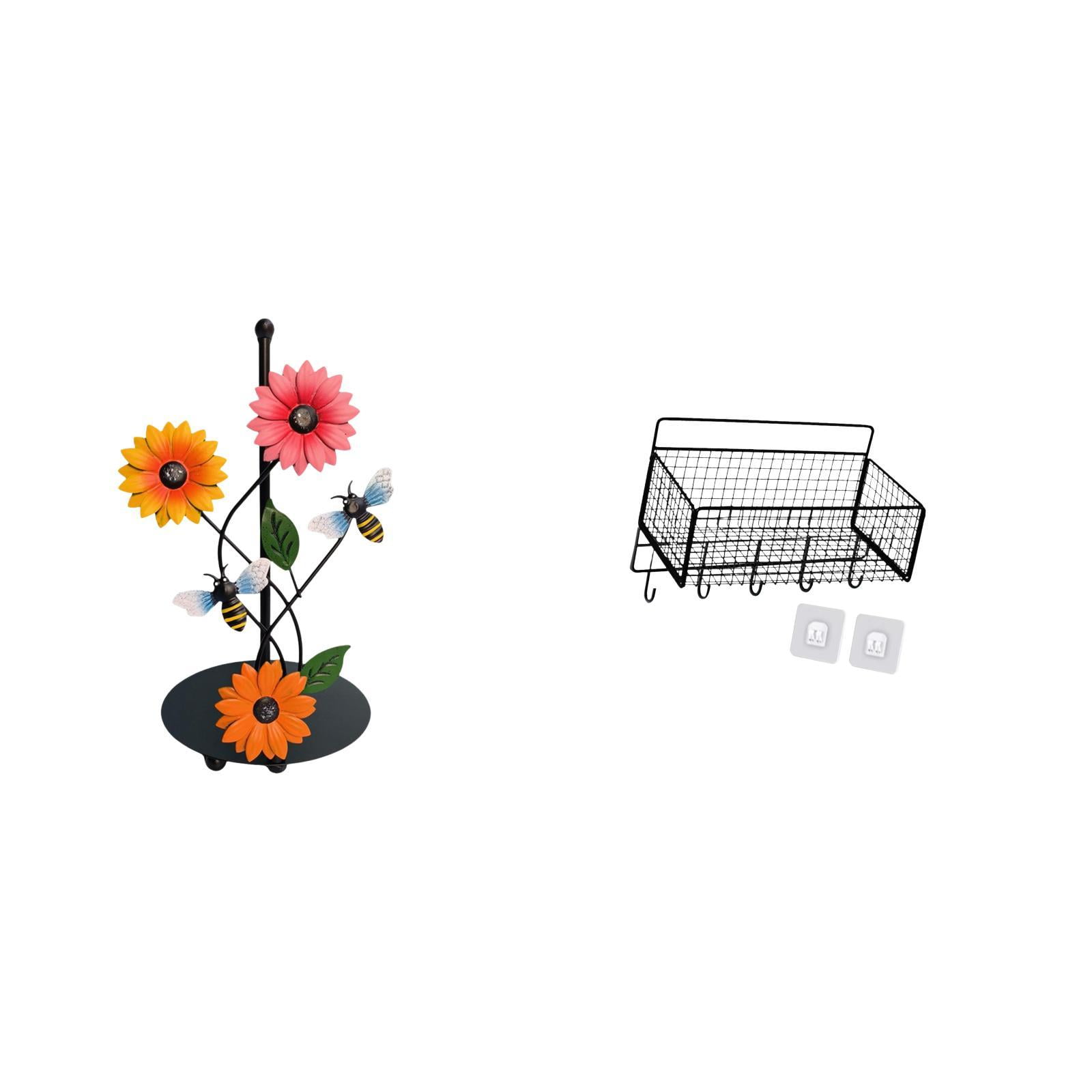 Fiocias Toilet Paper Holder Paper Towel Holder Countertop Hanging Storage Basket Wall Organizer Metal Iron Antirust Weighted Base Suitable for Kitch