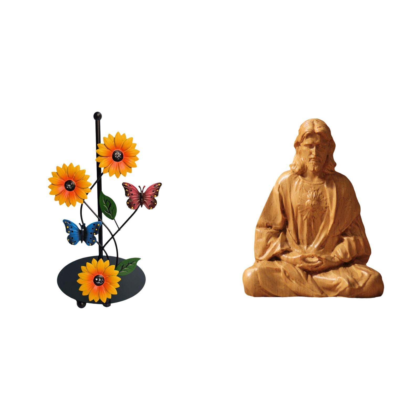 Fiocias Toilet Paper Holder Paper Towel Holder Countertop Heart of Jesus Statue Sacred Heart of Jesus Figurine Resin Iron Material Suitable for Kitc