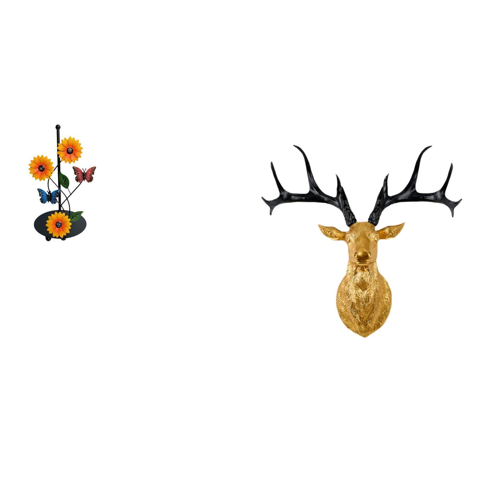 Fiocias Toilet Paper Holder Paper Towel Holder Countertop Kitchen Roll Holder Deer Head Statue Iron Material Suitable for Room Office Bedroom G