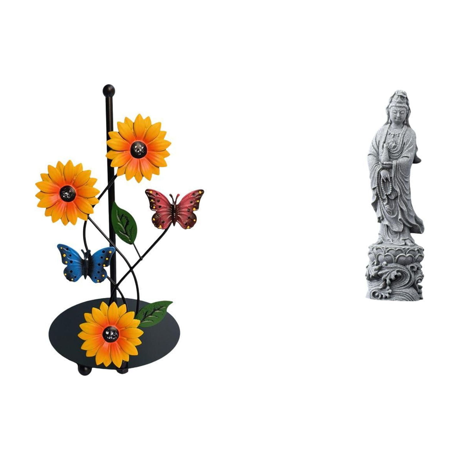 Fiocias Toilet Paper Holder Paper Towel Holder Countertop Kitchen Roll Holder Guan Yin Statue Iron Stone Long Suitable for Kitchen Dining Table Coffee
