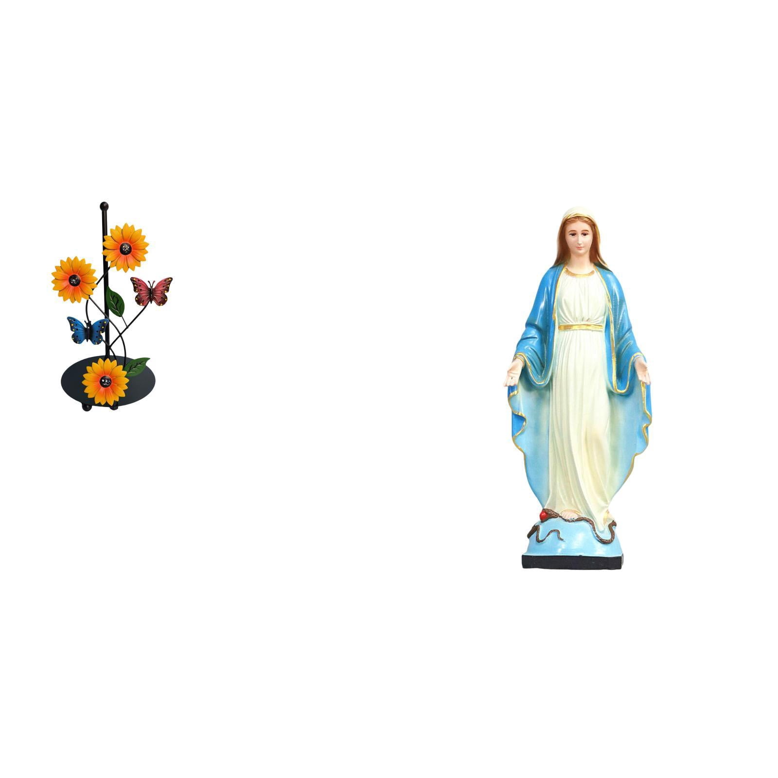 Fiocias Toilet Paper Holder Paper Towel Holder Countertop Kitchen Roll Holder Mary Statue Figurine Made of Iron Resin Stone Suitable for Kitchen Dining