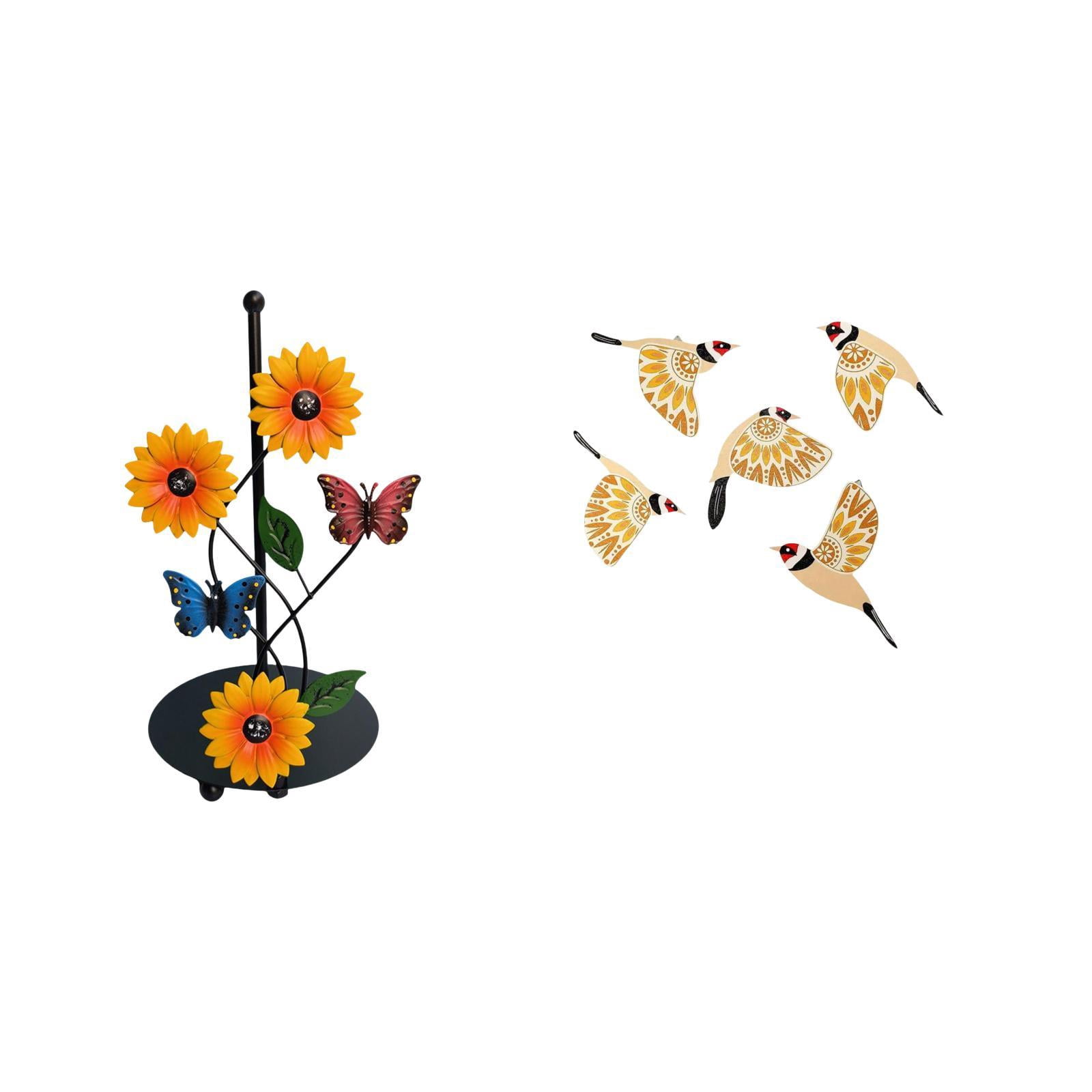 Fiocias Toilet Paper Holder Paper Towel Holder Countertop Kitchen Roll Holder Standing Wooden Bird Wall Art Iron And Wood Material Suitable for Kitchen Dining