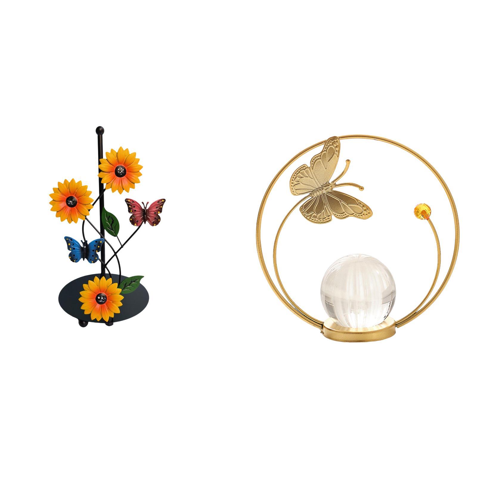 Fiocias Toilet Paper Holder Paper Towel Holder Countertop Kitchen Roll Holders Crystal Ball Statue Iron Material Stable Base Suitable for Kitchen Li