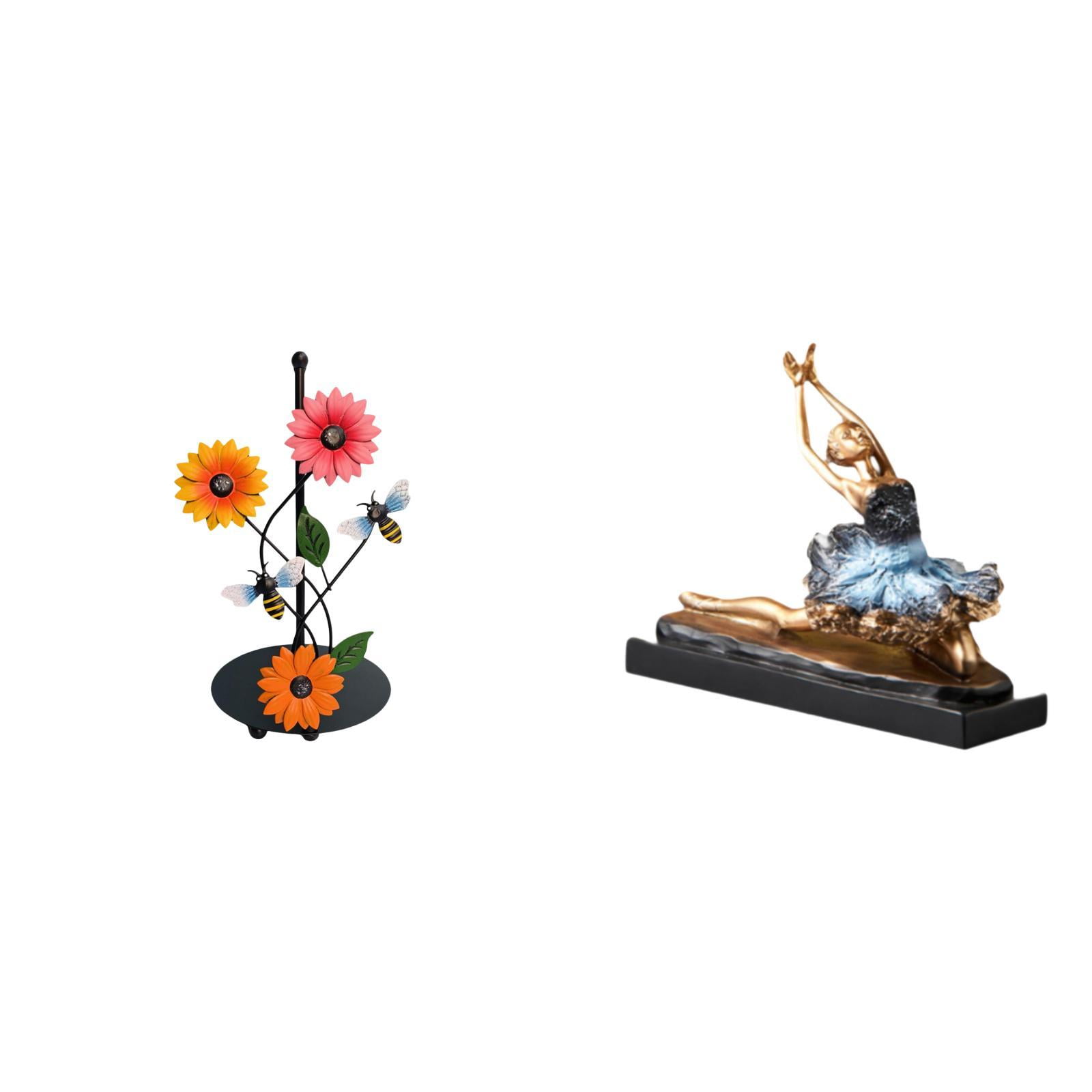 Fiocias Toilet Paper Holder with Paper Towel Holder Countertop Kitchen Roll Holders Standing Paper Towel Ballet Dancer Statue Iron Resin Material Suitable for
