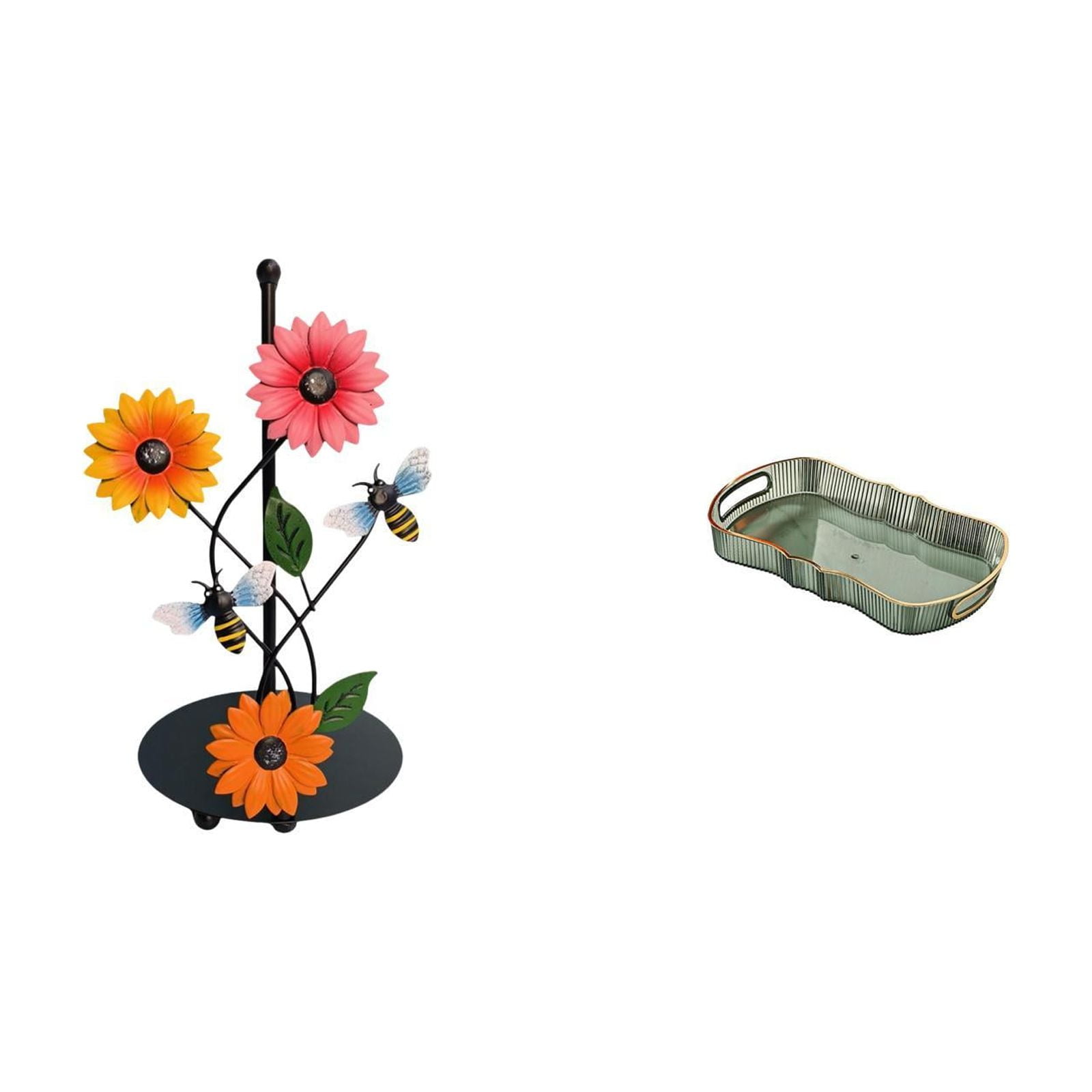 Fiocias Toilet Paper Holder And Paper Towel Holder Countertop with Storage Tray Rectangle Serving Tray Kitchen Fruit Dessert Tray Made of Iron Or PP Suitable