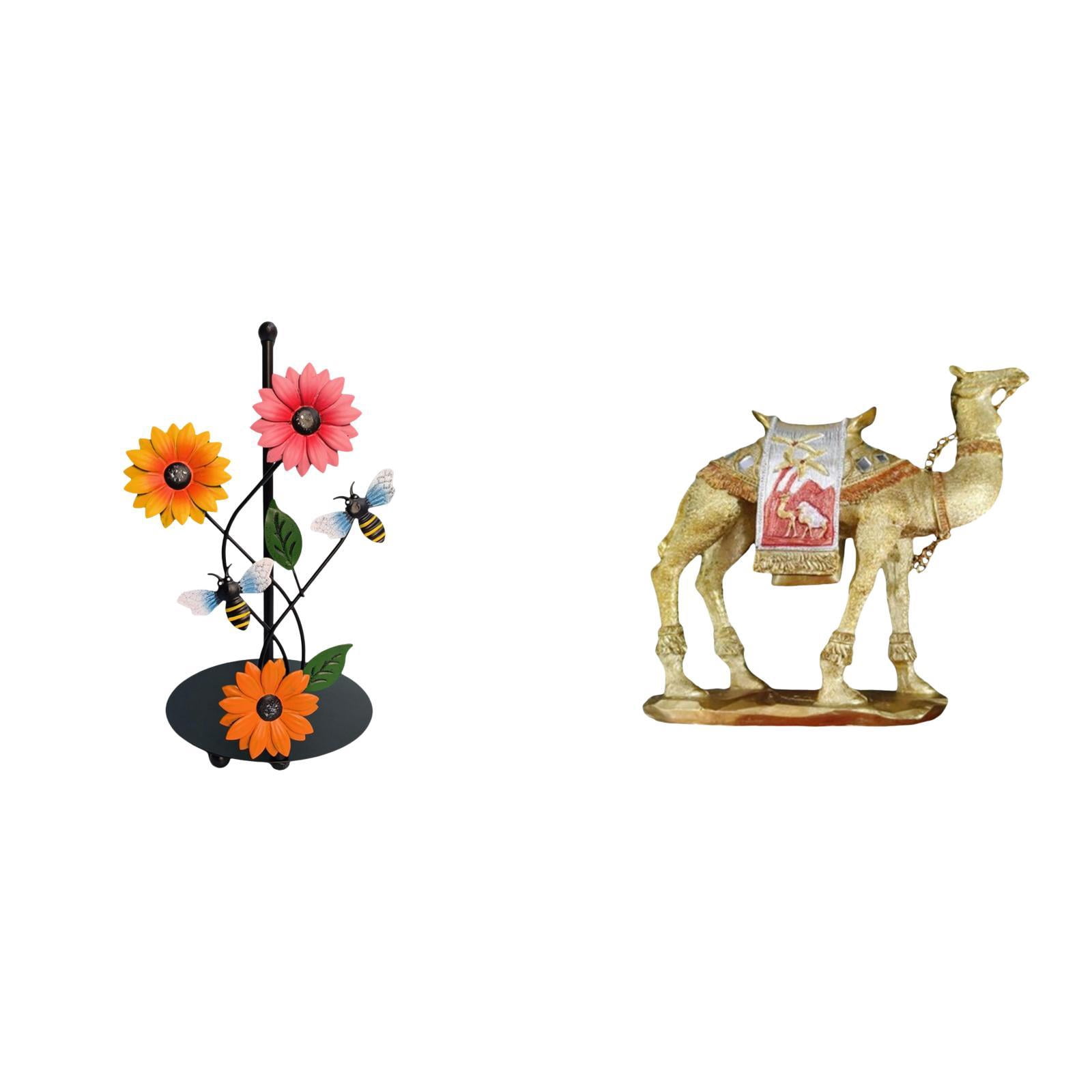 Fiocias Toilet Paper Holder Set Paper Towel Holder Countertop Desktop Figurine Camel Figurine Modern Decor Resin Animal Statue Collectible Ornament Iron Resin