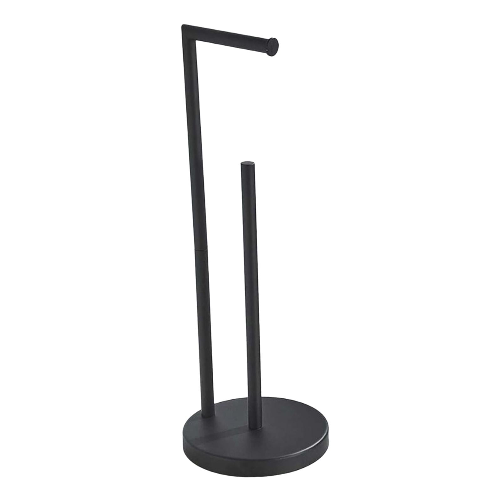 Fiocias Toilet Paper Holder Stand Bathroom Rustproof Floor Holds 3 Rolls Stainless Steel Black