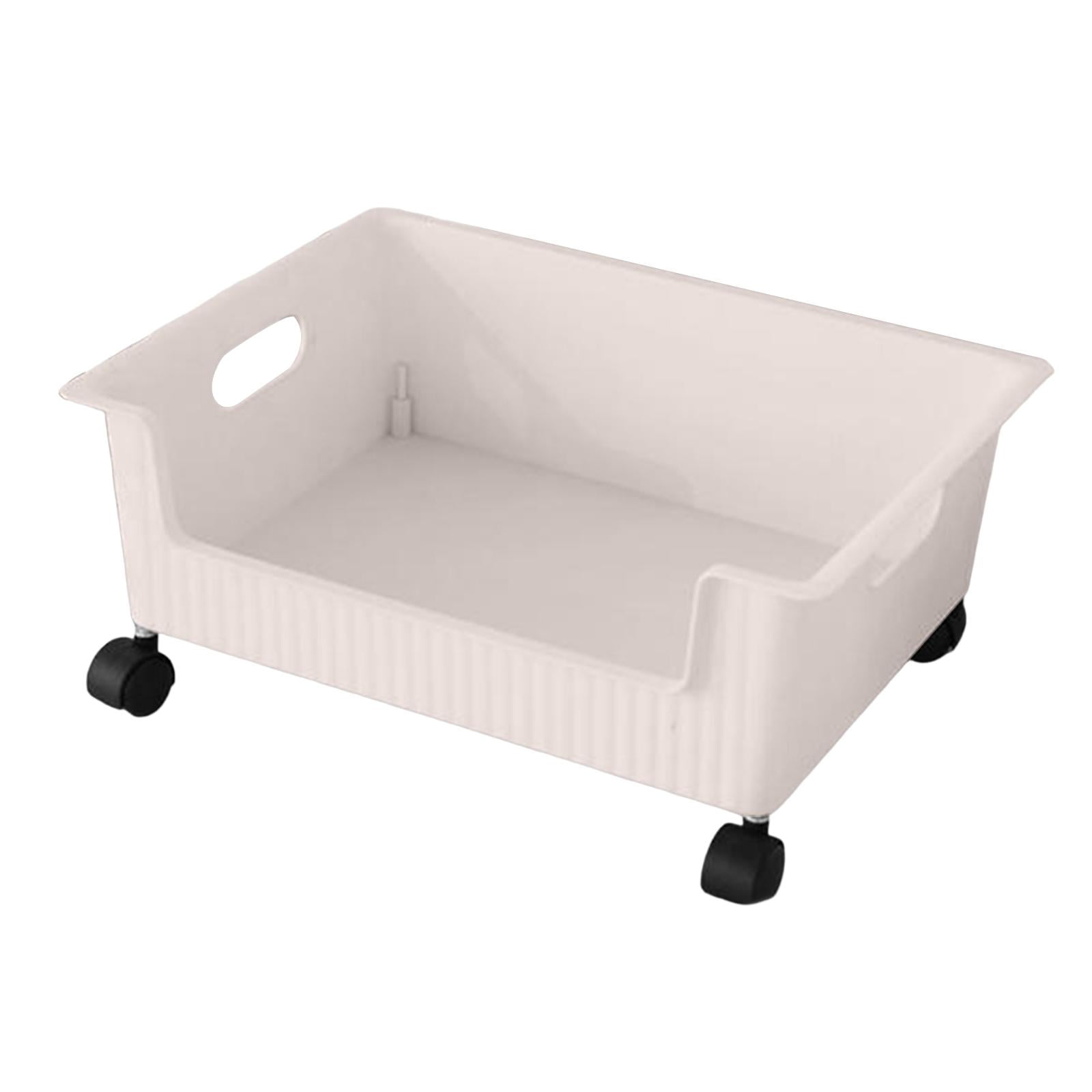 Fiocias Toy Storage Bin Storage Box Organizer with Wheels Decorative Supplies Moving for White