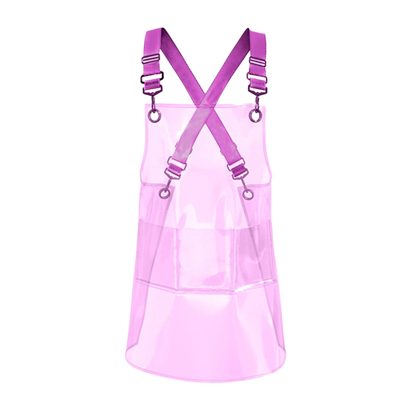 Fiocias Transparent Apron Hair Stylist Apron Gardening Chef Apron with Pocket for Flower Pink 80cm