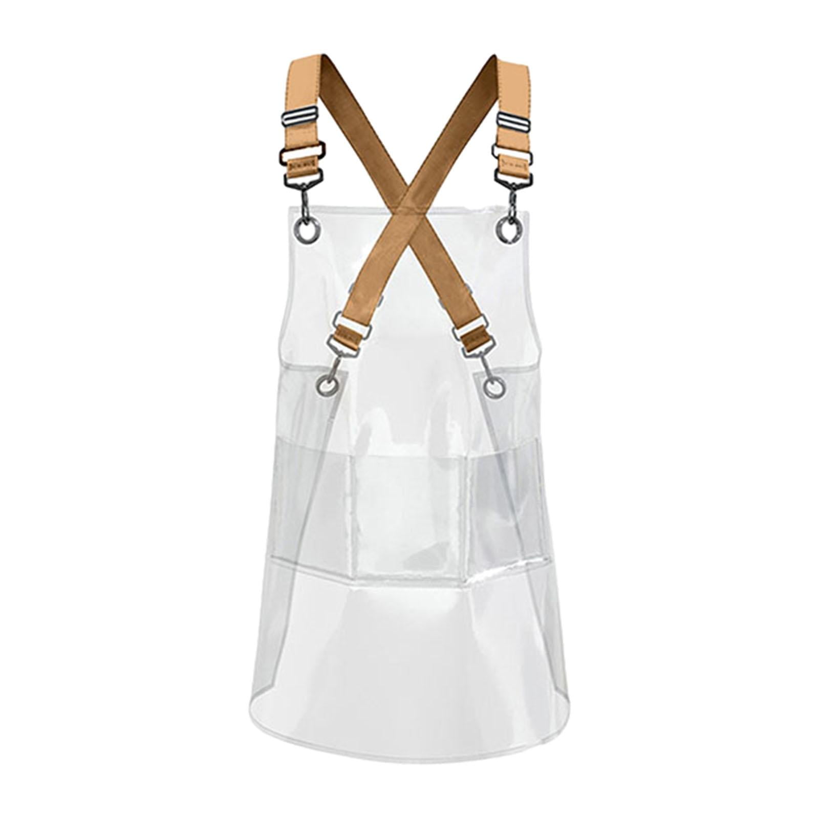 Fiocias Transparent Apron Hair Stylist Apron Gardening Chef Apron with Pocket for Flower Yellow 80cm