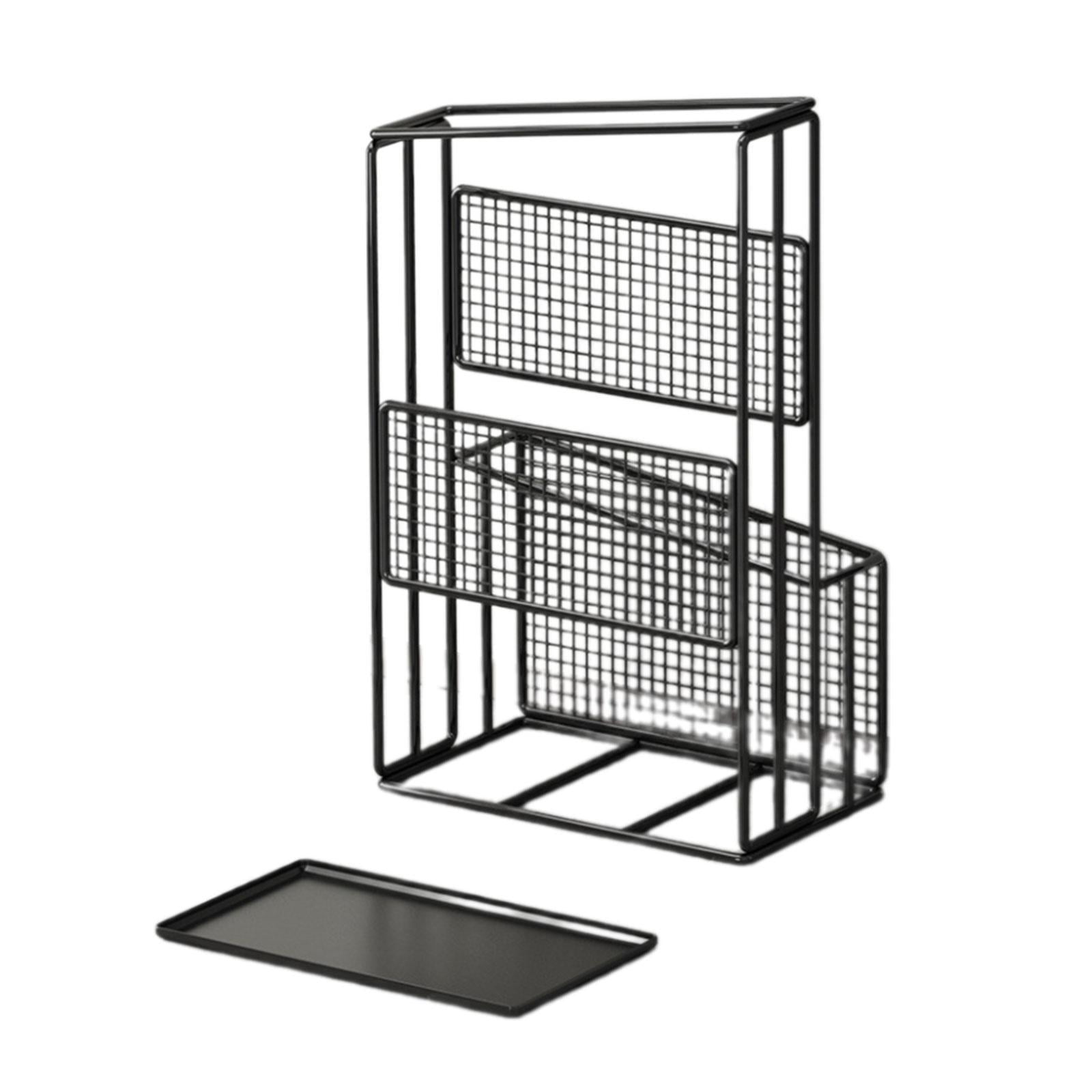 Fiocias Umbrella Holder Storage Bin Stable Iron Large Capacity Storage Bucket Convenient Black