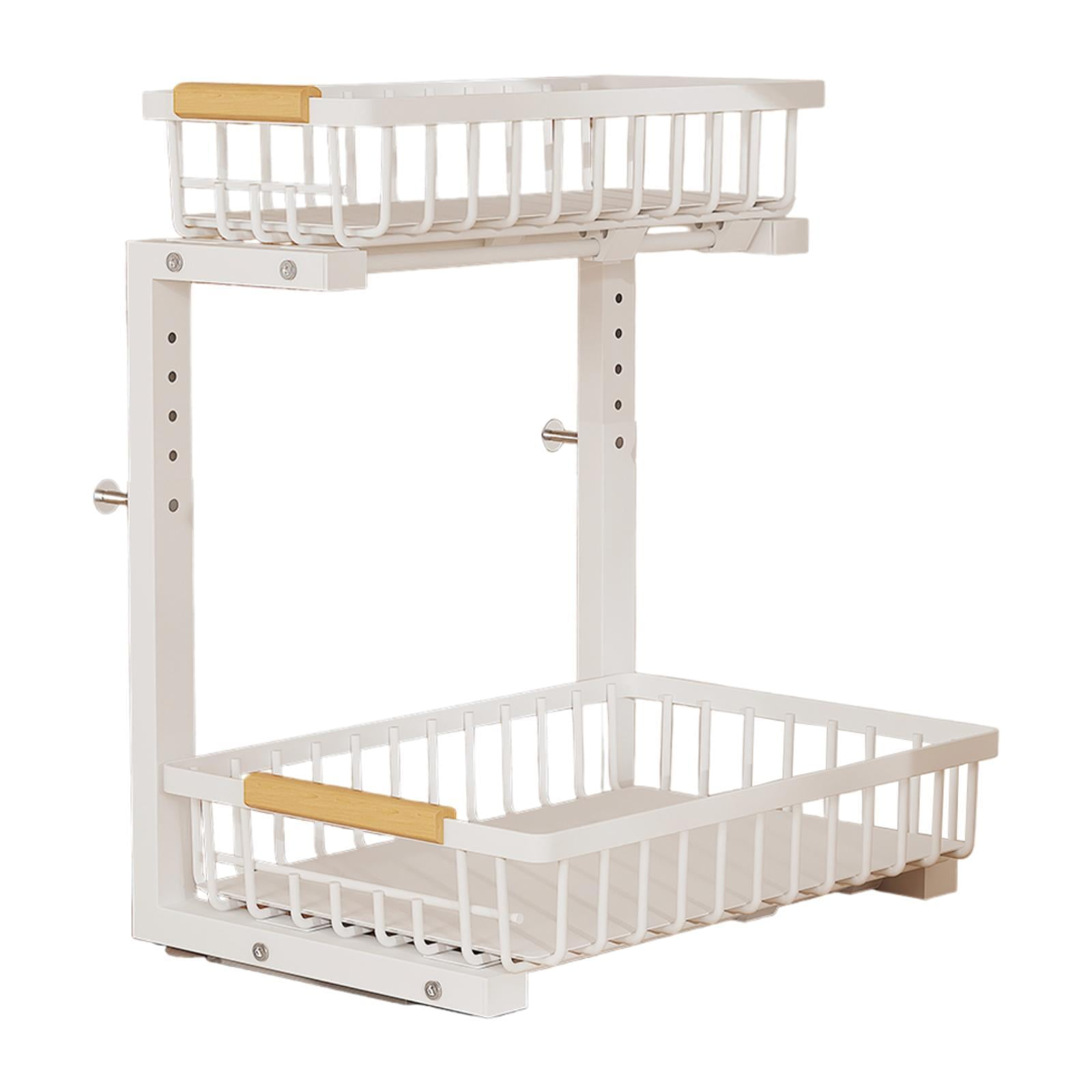 Fiocias Under Sink Organizer Office Storage Rack Bathroom Pull Out Cabinet Organizer White 1