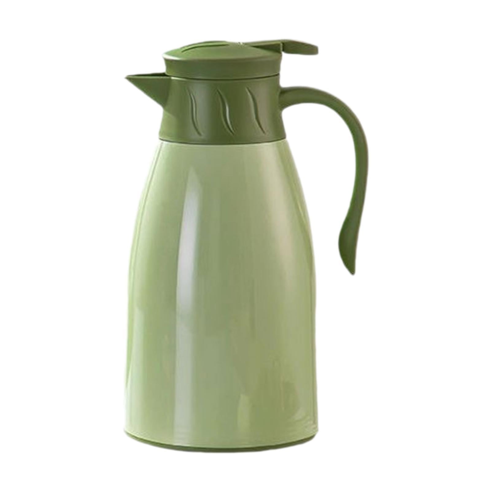 Fiocias Vacuum Insulated Pitcher Water Jug Portable Fashion Portable with Lid No Leakage Green
