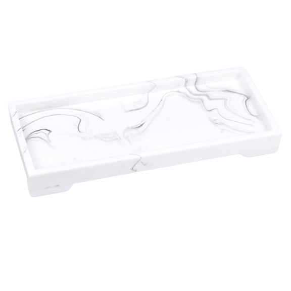 Fiocias Vanity Tray Decorative, Cosmetics Organizer, Bathroom Countertop Dresser Storage White
