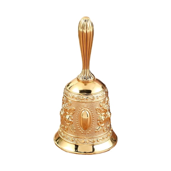 Fiocias Vintage Style Hand Bell Handicraft Bell, Wind Bell Desk Bell Call Bells, Service Golden