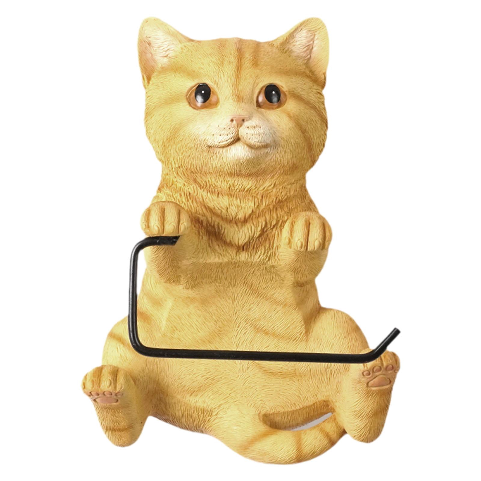 Fiocias Wall Mounted Cat Toilet Paper Roll Holder Bathroom Accessories Premium Resin Yellow