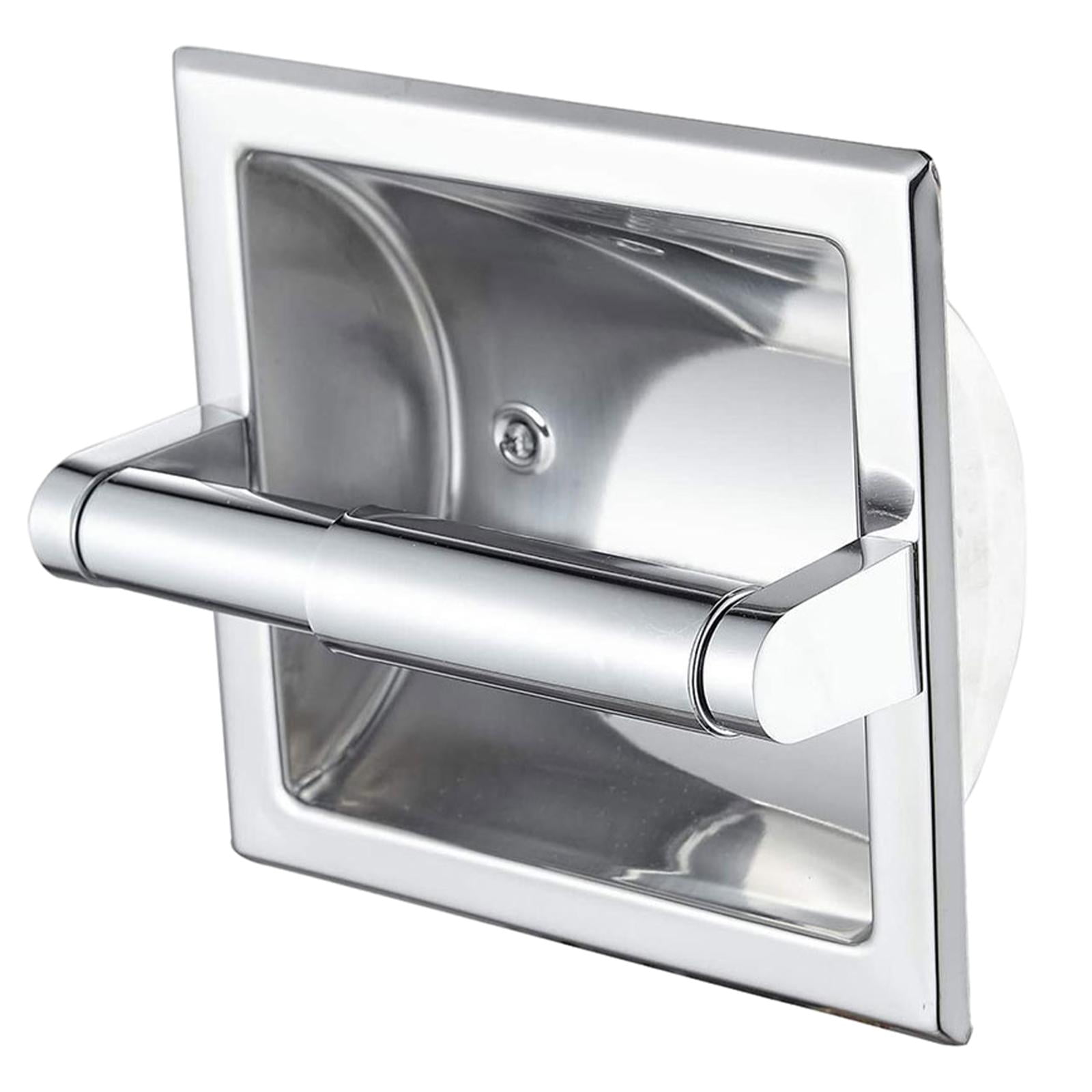 Fiocias Wall-Mounted Toilet Paper Holder Paper Roller Racks Organizer Wipe Paper Storage Silver B